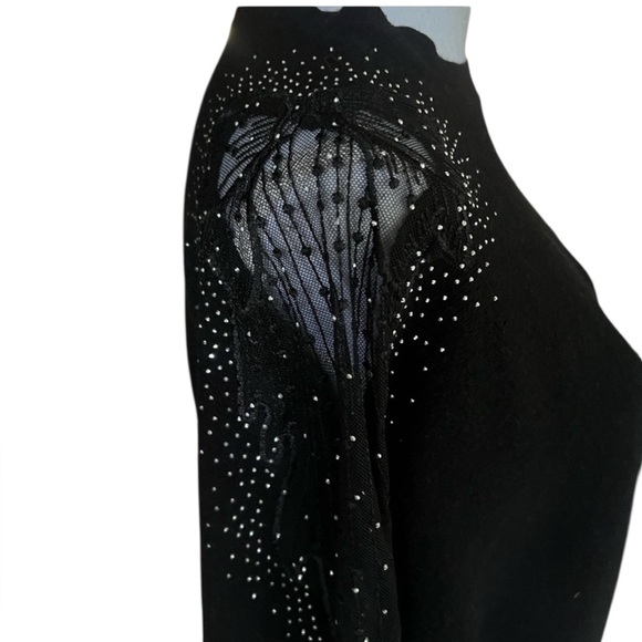 Sweet Rain ladies, Black, crewneck, lacy sleeve sweater small NWOT - Picture 1 of 14